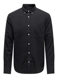 ONLY & SONS Langarmhemd ONSGUDMUND Schwarz/Dunkelgrau