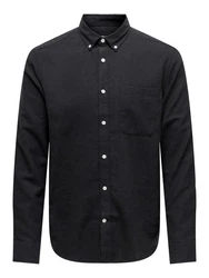 ONLY & SONS Langarmhemd ONSGUDMUND Schwarz/Dunkelgrau
