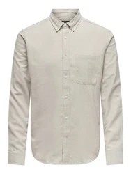 ONLY & SONS Langarmhemd ONSGUDMUND Khaki/Weiß/Beige