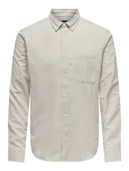 ONLY & SONS Langarmhemd ONSGUDMUND Khaki/Weiß/Beige