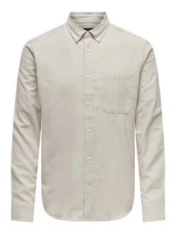 ONLY & SONS Langarmhemd ONSGUDMUND Khaki/Weiß/Beige