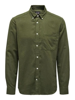 ONLY & SONS Langarmhemd ONSGUDMUND Dunkelgrün/Grün
