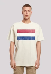 F4NT4STIC T-Shirt Netherlands Niederlande Holland Flagge Print Beige/Creme/Khaki/Weiß
