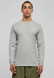 URBAN CLASSICS T-Shirt Urban Classics Herren Basic Henley L/S Tee Grau/Hellgrau