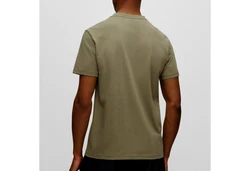 BOSS T-Shirt RN mit Markenprint Dunkelgrün/Grün/Gold