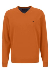FYNCH-HATTON Strickpullover V-Neck Pullover Sweatshirt Orange