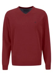 FYNCH-HATTON Strickpullover V-Neck Pullover Sweatshirt Rot/Dunkelrot/Bordeaux