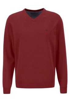 FYNCH-HATTON Strickpullover V-Neck Pullover Sweatshirt Rot/Dunkelrot/Bordeaux FYNCH-HATTON Strickpullover V-Neck Pullover Sweatshirt Rot/Dunkelrot/Bordeaux