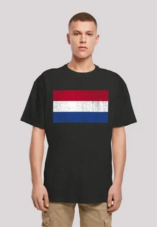 F4NT4STIC T-Shirt Netherlands Niederlande Holland Flagge Print Schwarz/Mischfarben F4NT4STIC T-Shirt Netherlands Niederlande Holland Flagge Print Schwarz/Mischfarben
