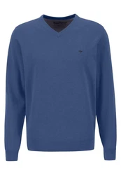 FYNCH-HATTON Strickpullover V-Neck Pullover Sweatshirt Blau/Dunkelblau/Hellblau
