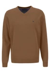 FYNCH-HATTON Strickpullover V-Neck Pullover Sweatshirt Khaki/Orange/Braun