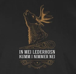 Shirtracer T-Shirt In mei Lederhosn kumm i nimmer nei - Hirsch - Spruch Mode für Oktoberfest Herren Braun/Rot/Grün/Beige/Schwarz