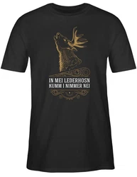 Shirtracer T-Shirt In mei Lederhosn kumm i nimmer nei - Hirsch - Spruch Mode für Oktoberfest Herren Braun/Rot/Grün/Beige/Schwarz