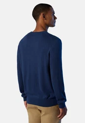 North Sails Strickpullover mit Rundhalsausschnitt und Logo Dunkelblau/Blau