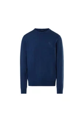 North Sails Strickpullover mit Rundhalsausschnitt und Logo Dunkelblau/Blau