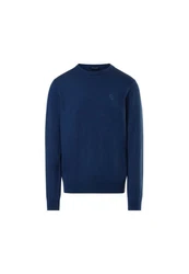 North Sails Strickpullover mit Rundhalsausschnitt und Logo Dunkelblau/Blau