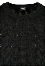 Urban Classics Rundhalspullover Boxy Sweater Schwarz/Dunkelgrau