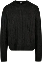 Urban Classics Rundhalspullover Boxy Sweater Schwarz/Dunkelgrau