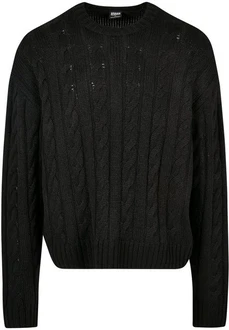 Urban Classics Rundhalspullover Boxy Sweater Schwarz/Dunkelgrau