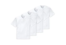 Schiesser T-Shirt V-Ausschnitt (4-tlg) Weiß/Dunkelblau