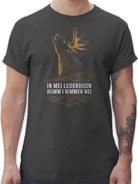 T-Shirt In mei Lederhosn kumm i nimmer nei - Hirsch - Spruch in Wei Mode fr Oktoberfest Herren