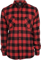 URBAN CLASSICS T-Shirt Urban Classics Herren Checked Flanell Shirt Rot/Dunkelrot