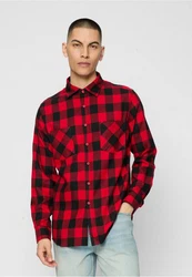 URBAN CLASSICS T-Shirt Urban Classics Herren Checked Flanell Shirt Rot/Dunkelrot