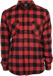 URBAN CLASSICS T-Shirt Urban Classics Herren Checked Flanell Shirt Rot/Dunkelrot