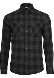 URBAN CLASSICS T-Shirt Urban Classics Herren Checked Flanell Shirt Schwarz/Dunkelgrau
