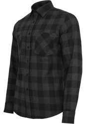 URBAN CLASSICS T-Shirt Urban Classics Herren Checked Flanell Shirt Schwarz/Dunkelgrau