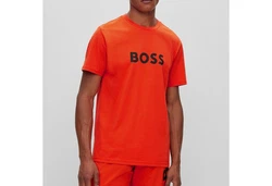 BOSS T-Shirt RN mit Markenprint Orange/Rot/Gold