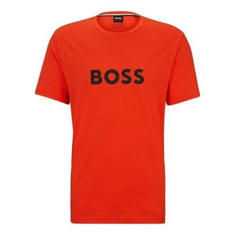 BOSS T-Shirt RN mit Markenprint Orange/Rot/Gold