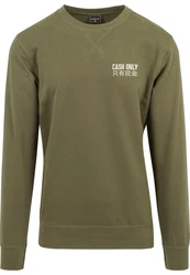 MisterTee Rundhalspullover Cash Only Crewneck Dunkelgrün/Khaki