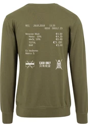 MisterTee Rundhalspullover Cash Only Crewneck Dunkelgrün/Khaki