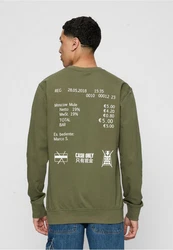 MisterTee Rundhalspullover Cash Only Crewneck Dunkelgrün/Khaki