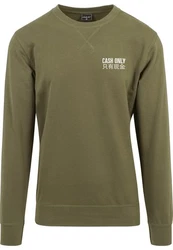 MisterTee Rundhalspullover Cash Only Crewneck Dunkelgrün/Khaki