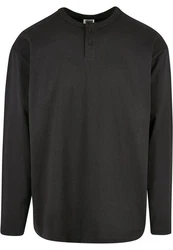 URBAN CLASSICS Henley Longsleeve Schwarz/Dunkelgrau/Dunkelgrün/Grau