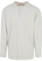 URBAN CLASSICS Henley Longsleeve Grau/Khaki