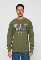 MisterTee Rundhalspullover Pray Crewneck Dunkelgrün