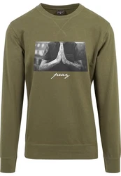 MisterTee Rundhalspullover Pray Crewneck Dunkelgrün