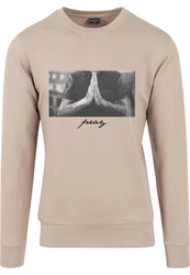 MisterTee Rundhalspullover Pray Crewneck Beige/Grau/Braun