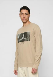 MisterTee Rundhalspullover Pray Crewneck Beige/Grau/Braun