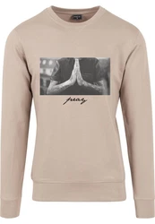 MisterTee Rundhalspullover Pray Crewneck Beige/Grau/Braun