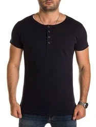 WOTEGA V-Neck Double Layer T-Shirt Pete Dunkelblau/Schwarz