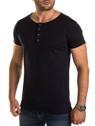 WOTEGA V-Neck Double Layer T-Shirt Pete Dunkelblau/Schwarz