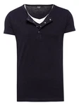 WOTEGA V-Neck Double Layer T-Shirt Pete Dunkelblau/Schwarz