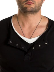 WOTEGA V-Neck Double Layer T-Shirt Pete Schwarz