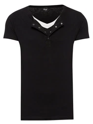 WOTEGA V-Neck Double Layer T-Shirt Pete Schwarz