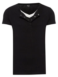 WOTEGA V-Neck Double Layer T-Shirt Pete Schwarz