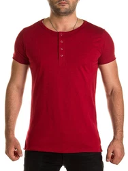WOTEGA V-Neck Double Layer T-Shirt Pete Dunkelrot/Rot